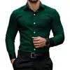 Camisa de Manga Larga para Hombre con Estampado 3D de Color Contrastante, Corte Entallado, No Planchar, Estilo Business Casual Europeo Transfronterizo