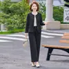 Ropa de Otoño para Mamá Chaqueta Estilo Francés Pequeño Traje Casual de Moda para Mujeres de Mediana Edad y Mayores Temporada de Primavera y Otoño Reductor de Edad Conjunto de Dos Piezas con Temperamento