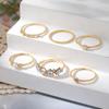 Set Sencillo y de Moda de 6 Piezas de Lujo Ligero de Alta Gama Metal Microincrustación Circonita Brillante Anillo Abierto Ajustable para Mujer