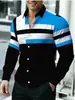 Camisa de Manga Larga Estampada en 3D para Hombre Patrón de Bloques de Color Geométricos Vintage Casual con Botones Ropa para Hombre Transfronteriza Amazon