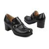 Zapatos de comercio exterior 32 hebilla de cinturón gruesa hebilla nueva moda zapatos romanos europeos y americanos 2023 zapatos 48 tacones altos negros mujeres