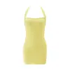 Vestido de Noche Europeo y Americano sin Espalda, Vestido de Color Sólido con Cuello Halter Inspirado en Celebridades, Vestido de Noche Bodycon Adelgazante que Ceñe la Cintura, Venta al por Mayor para Mujeres
