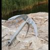 Cuchillo de anclaje para pesca, remoción de agua, cortacésped, cuchillo de anclaje de cuatro esquinas plegable de acero inoxidable, cuchillo de siega para pesca al aire libre con cuchilla dentada para arrancar el césped.