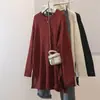 2026 Nueva Ropa para Mujer Tallas Grandes Estilo Coreano Casual de Moda Cuello Redondo Abertura Lateral Adelgazante Color Sólido Top