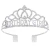 Letras Inglesas Transfronterizas Europeas y Americanas Niña de Cumpleaños Niña de Cumpleaños Corona de Pedrería Corona de Fiesta Femenina