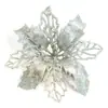 Flor de Pascua de plástico hueca de doble capa, accesorio artificial para decoración de árbol de Navidad y arreglo de ambiente, al por mayor