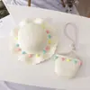 Bolsa Fresca Pequena Proteção Solar Chapéu de Sol Chapéu de Praia de Verão para Crianças Chapéu de Palha Ondulado Chapéu de Sol Dia das Crianças Presente de Aniversário