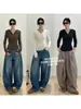 Camada base de fio Yangzi, suéter com capuz 100% lã merino fio 48, blusa de tricô modeladora, perfeita para usar em camadas, estilo outono