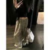 Pantalones Casuales Sueltos de Pierna Ancha con Estampado de Leopardo Brumoso para Mujer Otoño Peso Alto Pierna Recta Deportivos Largos 77173