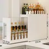 Prateleira de Armazenamento de Temperos Extraível para Cozinha Organizador Multifuncional de Condimentos para Bancada Caixa Lateral Ultra-Estreita à Prova de Poeira Armário