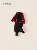Conjunto de Año Nuevo para Niños Camisa Base Roja Chaleco Pantalones Jogger Conjunto de Tres Piezas para Niñas Ropa Nueva a la Moda para Niños