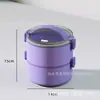 Lonchera Redonda de Múltiples Niveles para Oficinistas y Estudiantes, Portátil, Apta para Microondas, Linda Lonchera de Frutas Empaquetada Estilo Japonés Lonchera