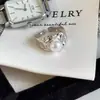 Anillo de lujo ligero, nicho, estrella de alta gama, perla y circonita cúbica para mujer, exquisito y moderno, anillo abierto ajustable