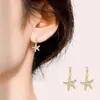 Aretes Colgantes con Zirconia Microincrustada de Estrella de Mar Transfronterizos Set para Mujer Lujo Accesible Elegante Estilo Oceánico Accesorios de Ins Joyería de Qingdao