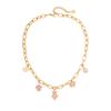 [Ice Meng] Collar romántico de flores con lazo y pegamento rosa, cadena de clavícula de acero inoxidable con tulipán N1471