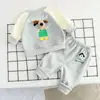 Traje de Bebé para Primavera y Otoño de una Sola Capa Rayas de Dibujos Animados Ollie Pantalones de Cintura Alta para Trasero Chaqueta Infantil de Cintura Alta Pantalones Conjunto de Dos Piezas