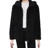 Sudadera Cardigan Gruesa con Forro de Felpa y Capucha para Mujer, Nuevo Estilo Otoño e Invierno Holgado Estilo Mamá Abrigo de Felpa
