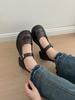 Zapatos Marrones de Tacón Alto para Mujer 2026 Nuevos de Primavera y Verano Estilo Retro Tacón Grueso Zapatos de Piel Que Hacen que los Pies Parezcan Más Pequeños Zapatos Mary Jane Estilo Japonés