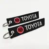 Llavero colgante textil con tira corta de tela bordada con el logo del coche para GMC Dodge Peugeot Chevrolet Acura