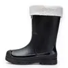 Botas de Lluvia de Moda para Todas las Estaciones para Mujer, Botas de Lluvia con Forro de Terciopelo, Caña Alta, Adulto, Zapatos Impermeables, Botas de Agua para el Trabajo, Zapatos de Goma Antideslizantes para Exteriores de Media Caña