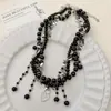 Colar com Pingente de Coração de Amor Envolto em Cristal Pérola para Mulheres, Corrente Clavícula com Design Vintage, Gargantilha Estilo Nicho Hot Girl, Empilhável