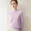 Suéter premium 100% caxemira pura sem costura para mulheres, gola alta discreta, simples e elegante, adequado para o trabalho, camada base modeladora