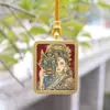 Pingente Thangka de Cinábrio Pintado à Mão Thangka da Mãe Verde da Vida Passada e Presente Colar com Cartão de Buda Cinco Comemorações de Viagem