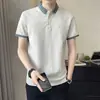 Fabricante Direto Camiseta Masculina de Manga Curta de Seda de Gelo Verão Fina Camisa Polo de Alta Qualidade Casual Moda de Verão Marca Camiseta