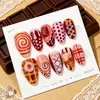 30 piezas de uñas postizas dulces de cuadros exquisitos, los más vendidos en Europa y América, piezas de arte de uñas de lunares de alta gama al por mayor