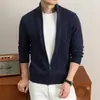 Nuevo Cárdigan de Punto Grueso con Cremallera para Hombre Otoño/Invierno 2026 Chaqueta Juvenil de Cuello Alto Moda Suéter de Punto Trenzado