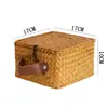 Cesta de Almacenamiento Tejida de Paja con Tapa, Caja de Regalo Tejida para Boda, Caja de Regalo para Acompañantes, Caja de Regalo de Ratán, Cesta de Almacenamiento para Boda