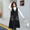 Chaleco de mujer para primavera y otoño 2025, estilo nuevo, corte holgado, talla grande, adelgazante, casual, con capucha, chaleco de longitud media, color de la imagen