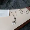 Collar Colgante Corazón Flor de Metal Estilo Ins Coreano Cadena Sencilla de Moda para Suéter Cadena de Joyería con Sentido de Diseño de Nicho Collar para Mujeres