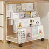 Estante infantil, suporte de leitura multifuncional, estante de parede integrada para uso doméstico com rodas, estante de armazenamento de livros de vários andares de piso