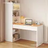 Estantería y librero, independiente contra la pared, escritorio de estudio integrado, escritorio de esquina, uso doméstico, color crema, escritorio de escritura para estudiantes de tamaño pequeño
