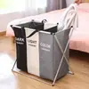 Cesta de lavandería cesta de lavandería con tapa cesta de almacenamiento de lavandería grande para el hogar de tela simple estilo europeo y americano