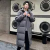 Chamarra larga acolchada hasta la rodilla, engrosada para invierno, abrigo holgado para pareja, chamarra acolchada del mismo estilo con capucha, chamarra acolchada cálida para hombre