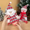Decoraciones navideñas bolsa de manzana de cuadros rojos bolsa de regalo para adultos y niños Nochebuena muñeco de nieve reno bolsa de dulces