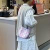 2025 Nova Bolsa de Telefone Xadrez Estilo Japonês para Mulheres Versátil Retrô Portátil Pequena Bolsa Transversal Moda Leve Bolsa Xadrez