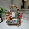 Bolso de mano tejido multicolor personalizado nuevo estilo vintage de perro salchicha a rayas para mujer, bolso tejido para ir al trabajo
