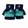 2026 Nuevos Guantes de Punto Protección Frío Invierno Guantes de Medio Dedo con Felpa Tapa Plegable Dibujos Animados Terciopelo de Visón Guantes Cálidos para Niños