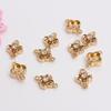 Relleno de Oro de 14K Micro-Pavimentado Circonita Trébol de Cuatro Hojas Doble Anillo Enlazador Pendientes Pulsera DIY Accesorios de Joyería Material