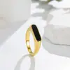 Joyería Retro Francesa Geométrico Raya Negra Simple Personalizado Anillo de Acero de Titanio Joyería Conservación del Color Venta Directa de Fábrica Mayorista
