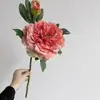 Cabeza de Flor de Peonía Artificial con Bordes Quemados, Lujoso Adorno de Flor de Peonía para Decoración de Sala de Estar Ramo, Nueva Flor Artificial de Peonía