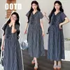 Vestido de Maternidad Elegante de Longitud Media con Volantes, Moda Coreana Nueva para el Verano 2026