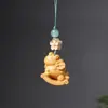 Yiming Xianyuan Sándalo Rojo Zodiaco Cabeza de Caballo Cadena para Teléfono Colgante Yiming Xianyuan Sándalo Tallado Caballo Llavero Colgante