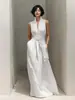 Vestido Feminino Amazon 2026 Europeu e Americano Transfronteiriço de Verão Novo Cor Sólida Gola V Sem Mangas Ombro a Ombro Amarração na Cintura