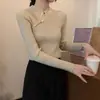 Suéter de una pieza estilo nacional de cuello alto medio para mujer otoño e invierno Nuevo diseño sentido nicho ajuste ceñido jersey camiseta interior