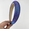 Diadema de Esponja Estilo Coreano Transfronteriza de Corona Alta con Pedrería Completa Color Brillante Bloqueo de Color Pedrería Elegante Diadema de Gama Alta Accesorio para el Cabello Arcoíris