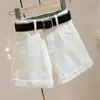 Shorts de Mezclilla Negros y Grises para Mujer Verano Delgados Estilo ins Estilo Coreano Aspecto Delgado Casual Dobladillo Pierna Ancha Ropa Exterior Pantalones Cortos